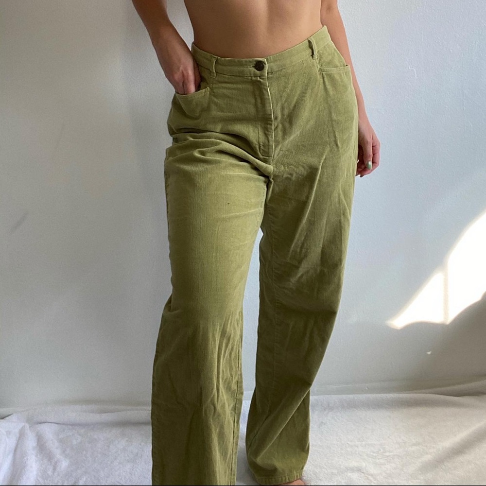 Vintage green corduroy wide leg pants